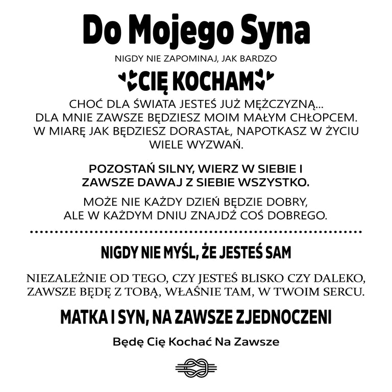 DO MOJEGO SYNA - NA ZAWSZE ZJEDNOCZENI - SKÓRZANA BRANSOLETKA